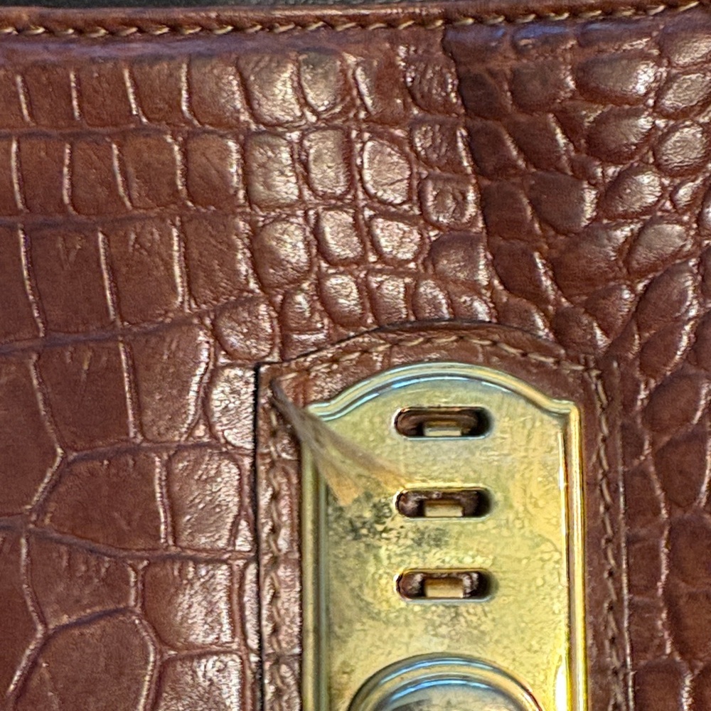 Vintage Francesco Biasia Brown Crocodile-Embossed Crossbody Bag - Picture 7 of 15